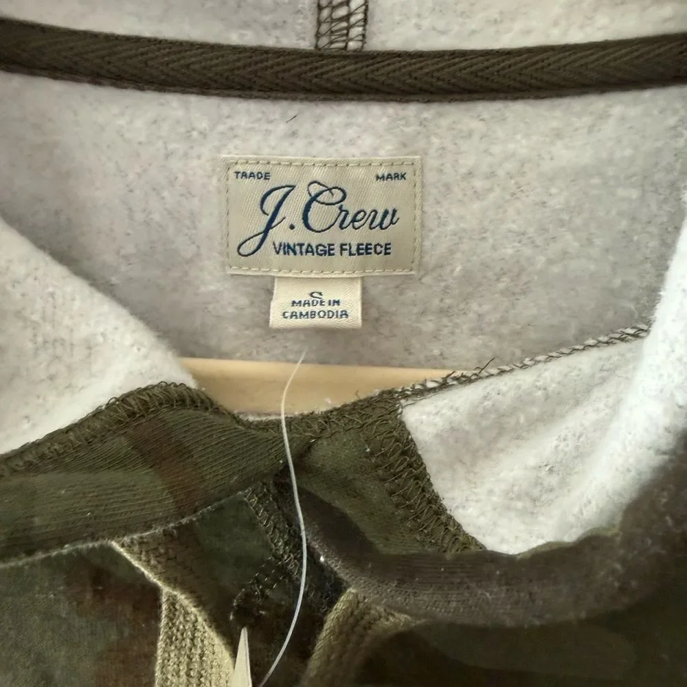 J. Crew Green Camouflage Fleece Hoodie
